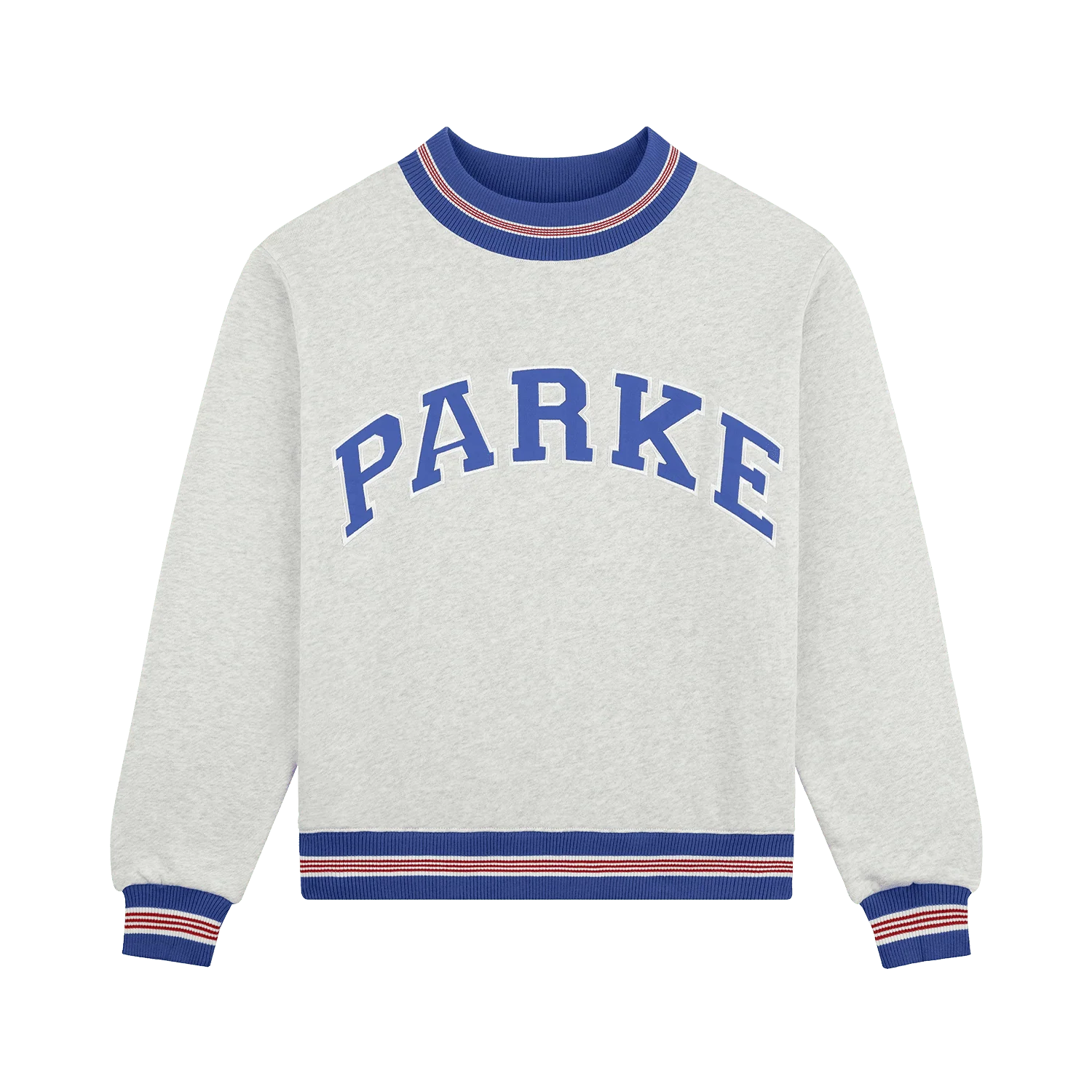 Boardwalk Varsity Mockneck - Heather Grey + Red/White/Blue Ribbing