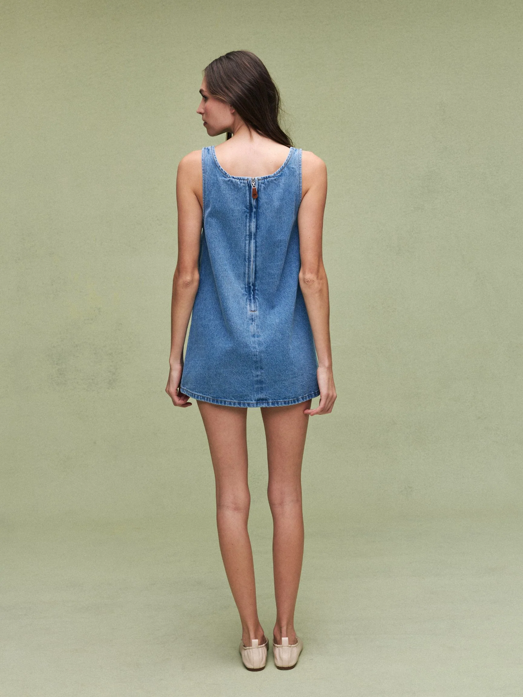Denim Mini Dress - Vintage Wash - Image 4