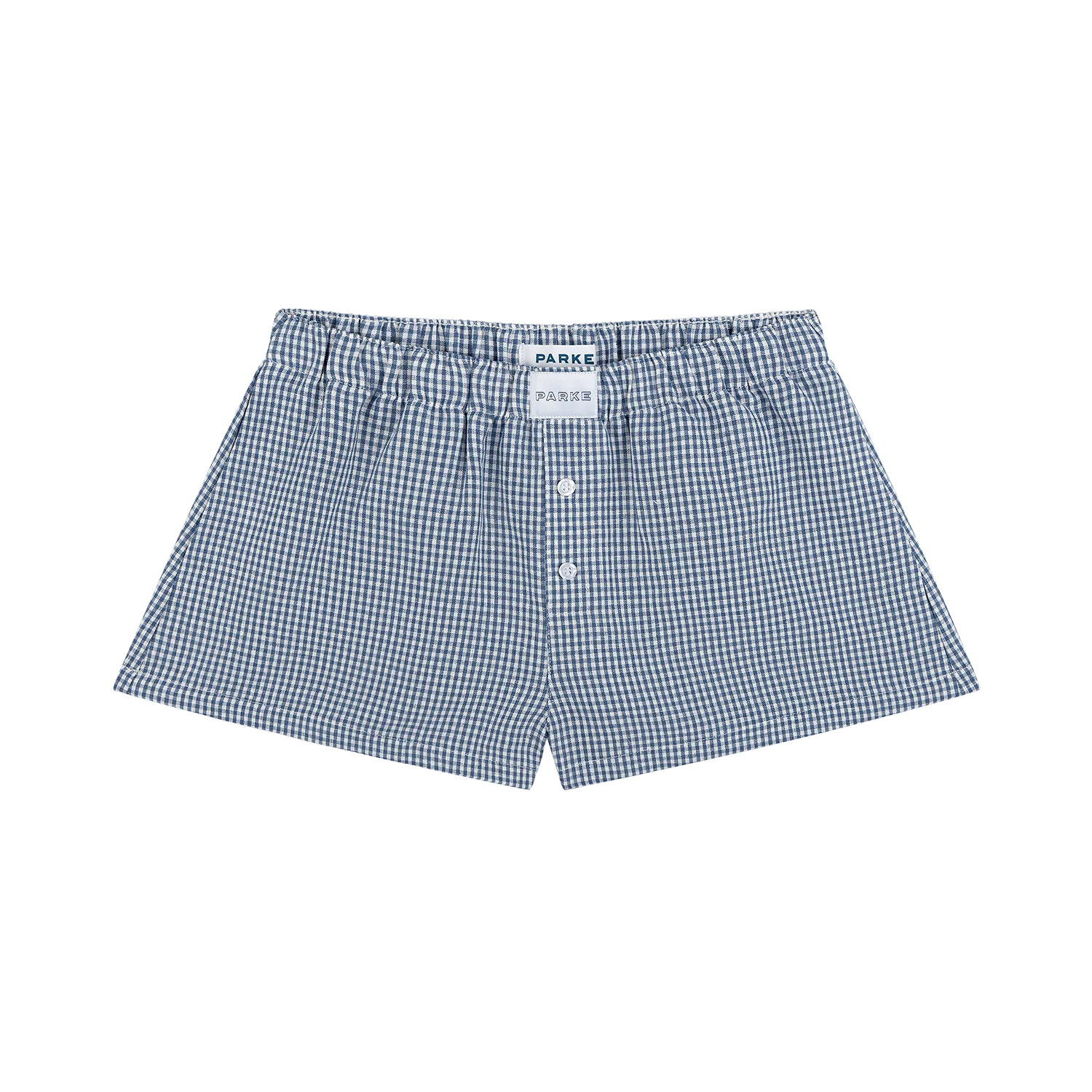 Gingham Linen Boxer Shorts - Blue Gingham