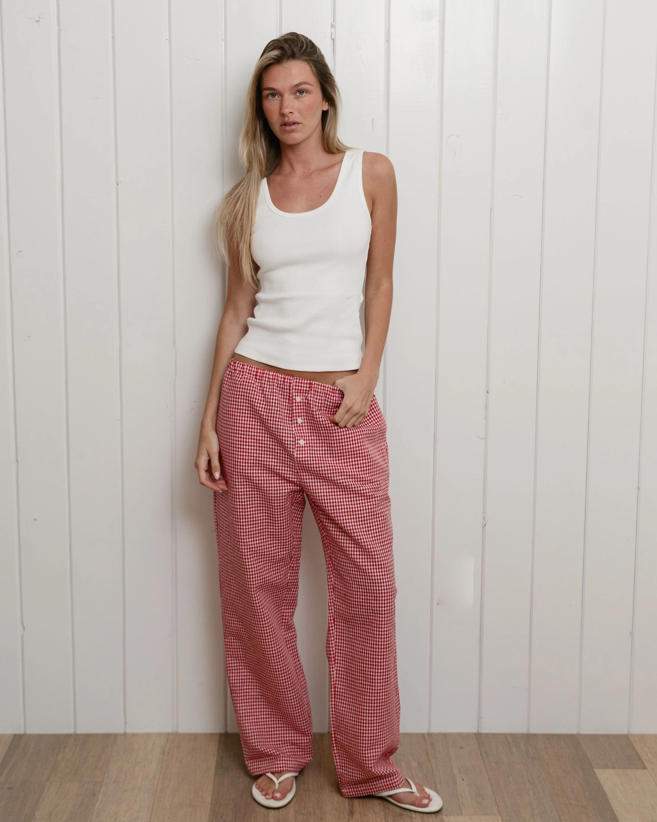 Gingham Linen Pants - Red Gingham - Image 2