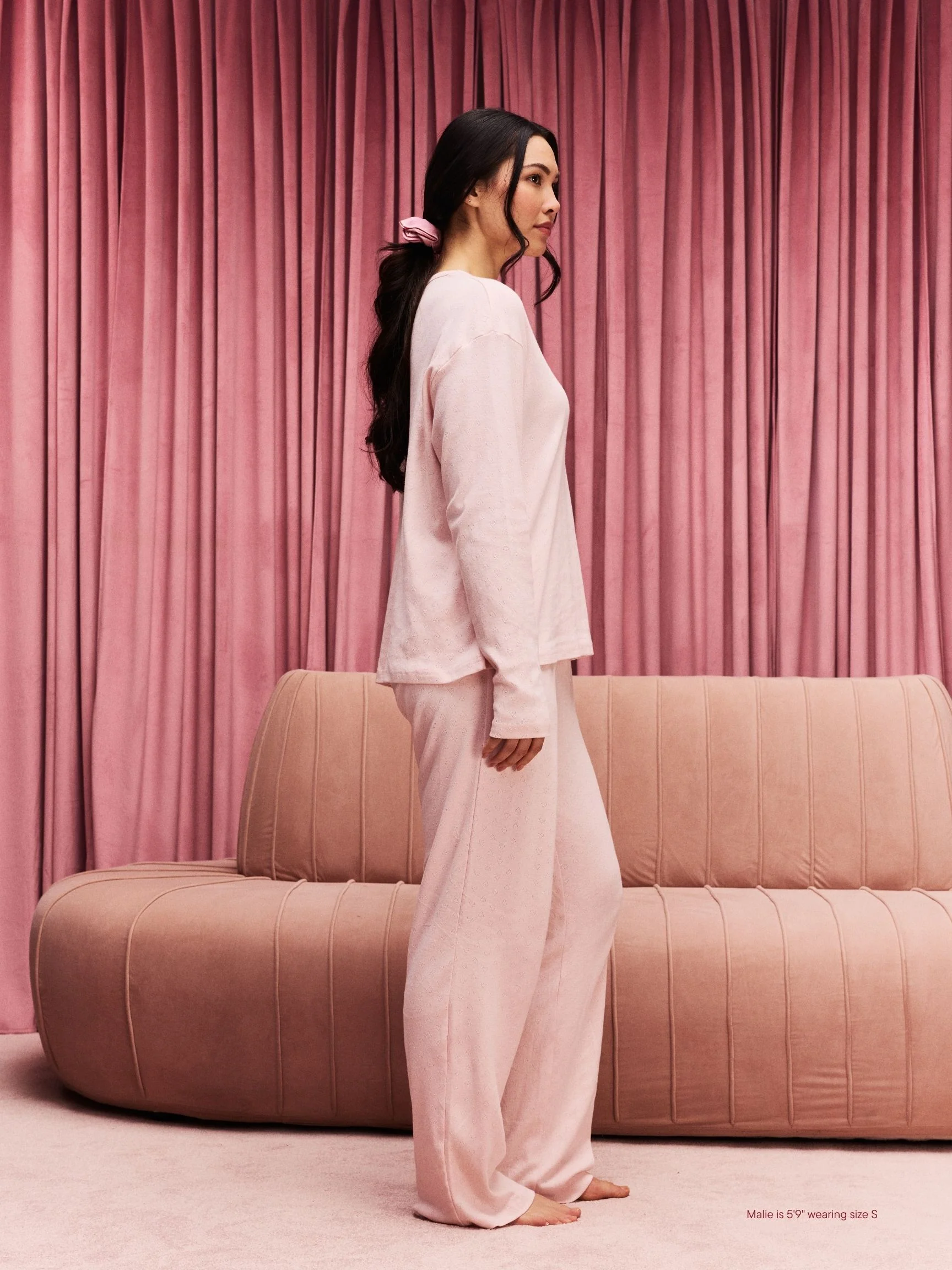 Heart Pointelle Long Sleeve - Peony - Image 3