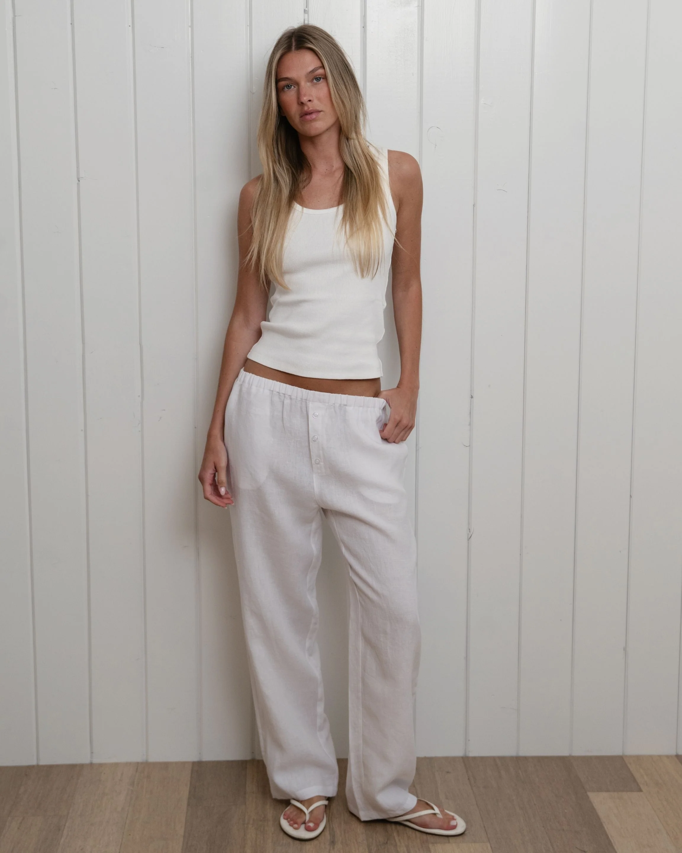 Linen Pants - White - Image 2