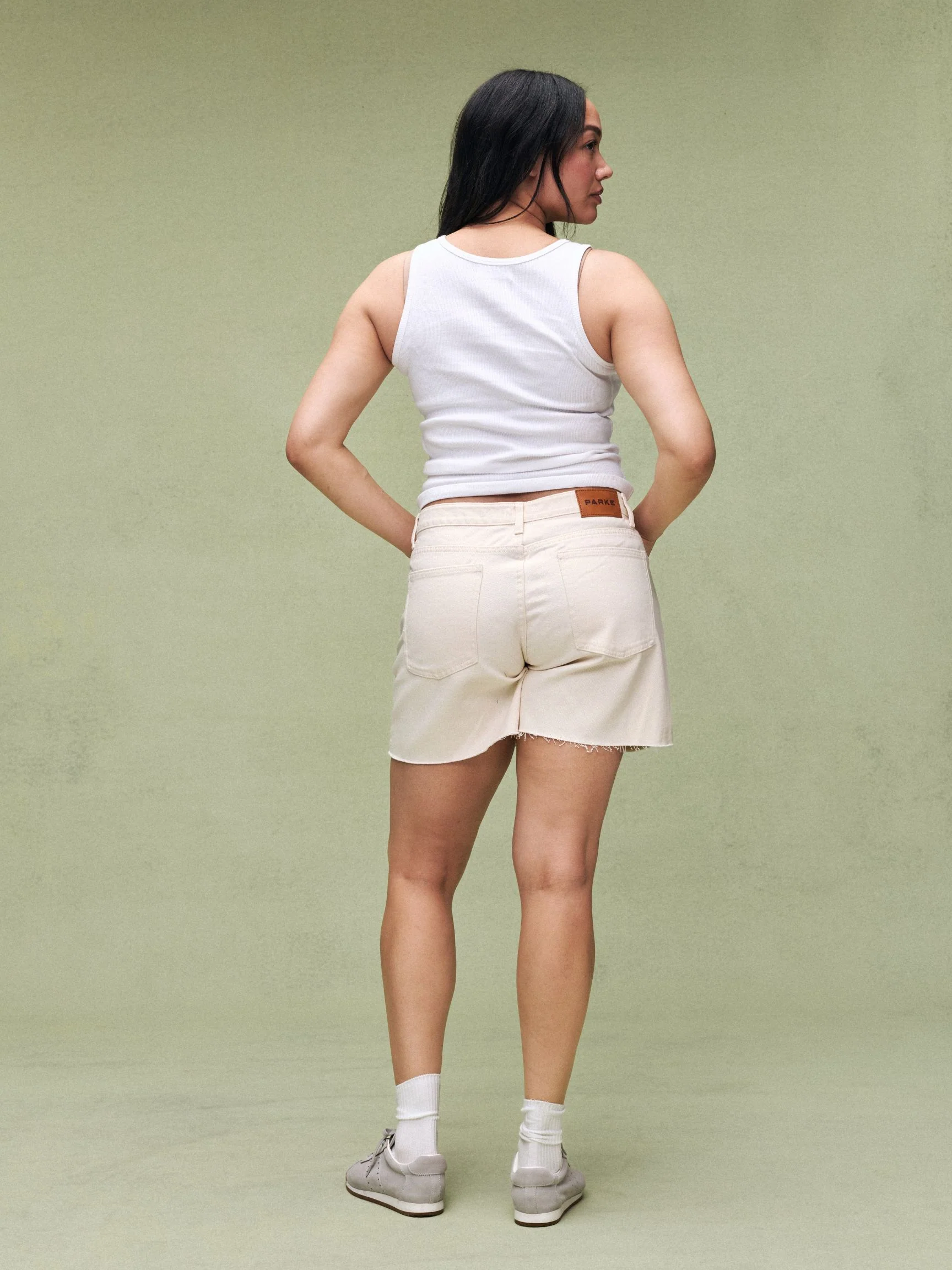 Long Baggy Shorts - Cream - Image 4