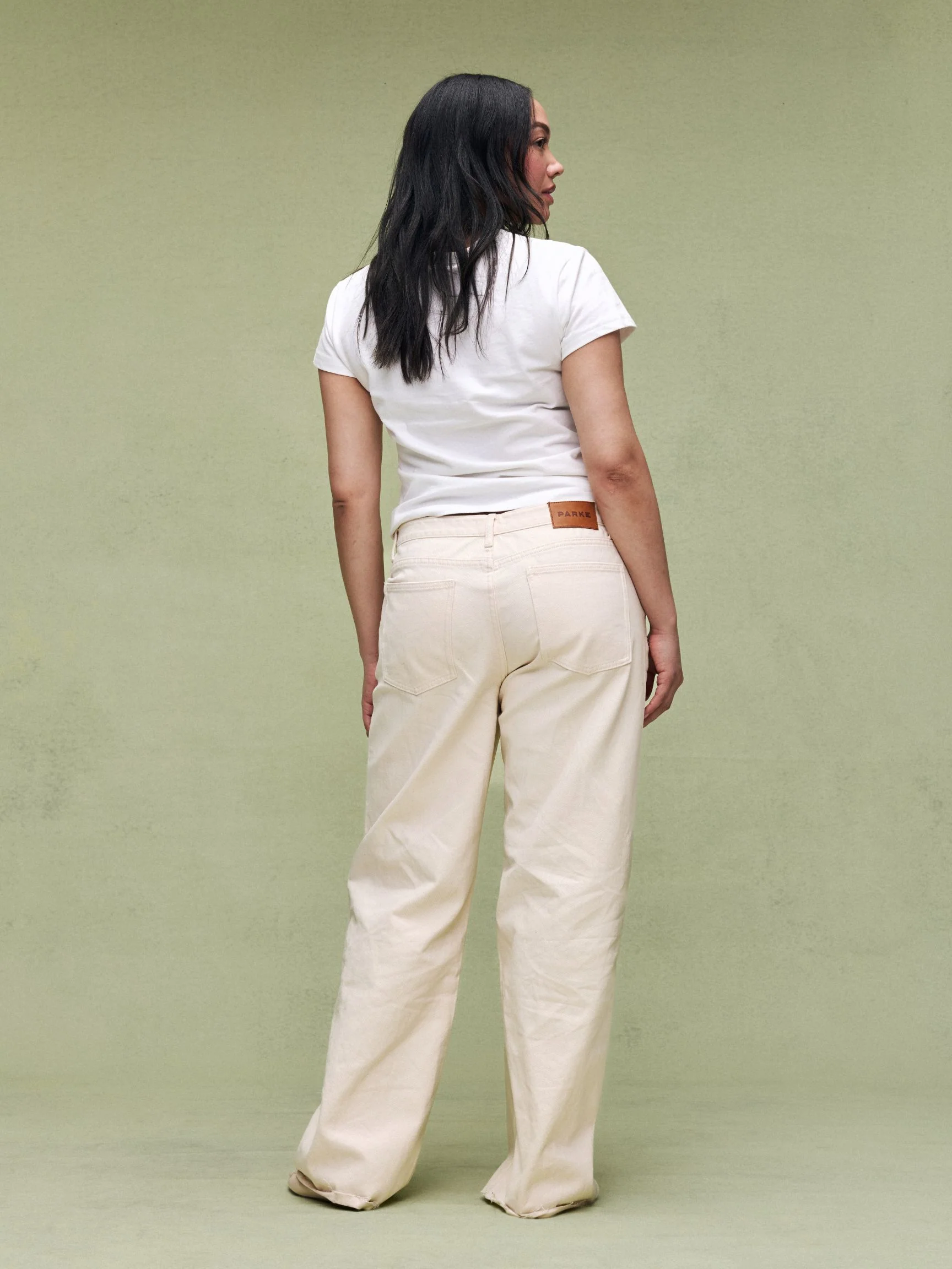 Low Rise Baggy Jeans - Cream - Image 4
