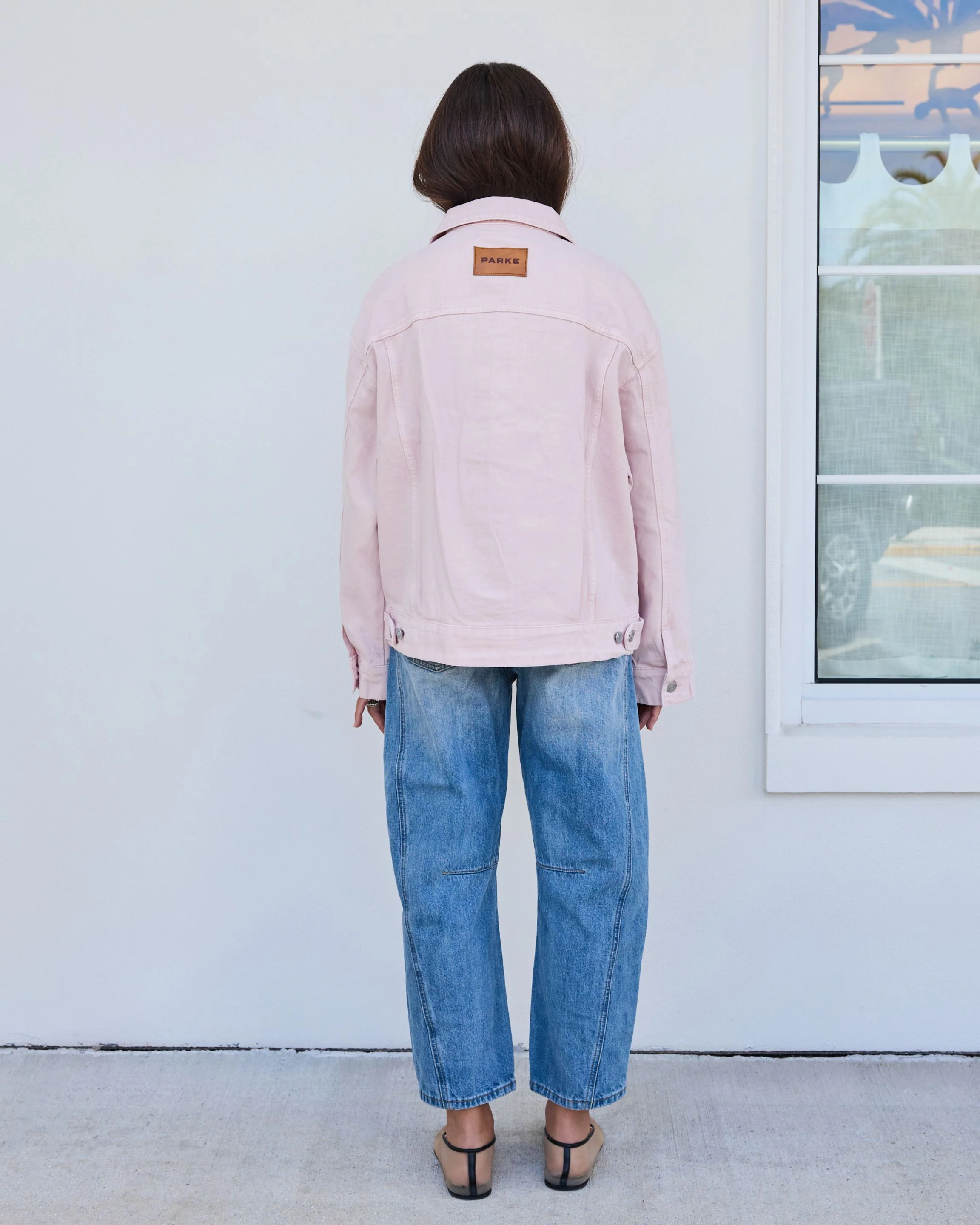 Oversized Denim Jacket - Pink - Image 7