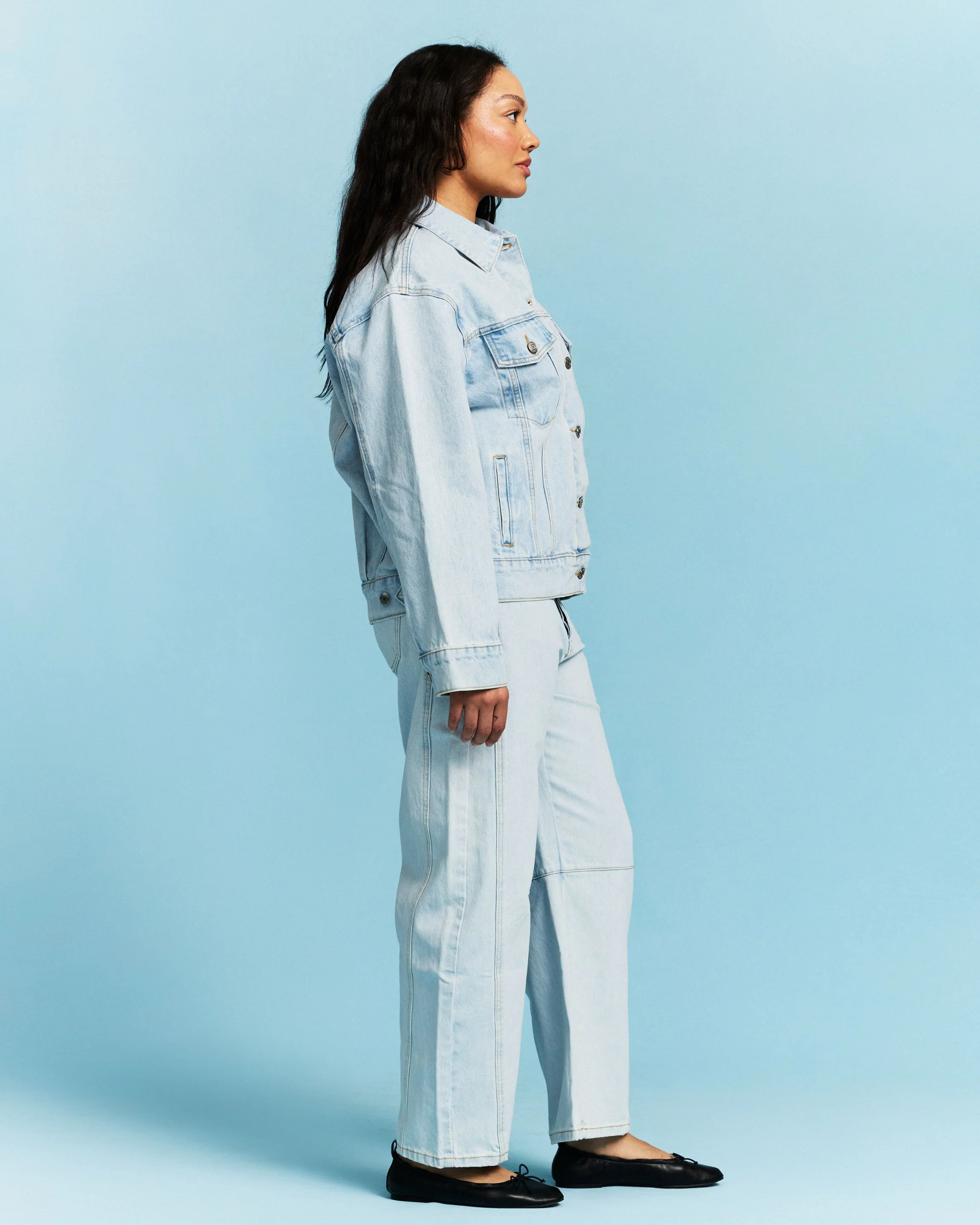 Oversized Denim Jacket - Light Wash - Image 3