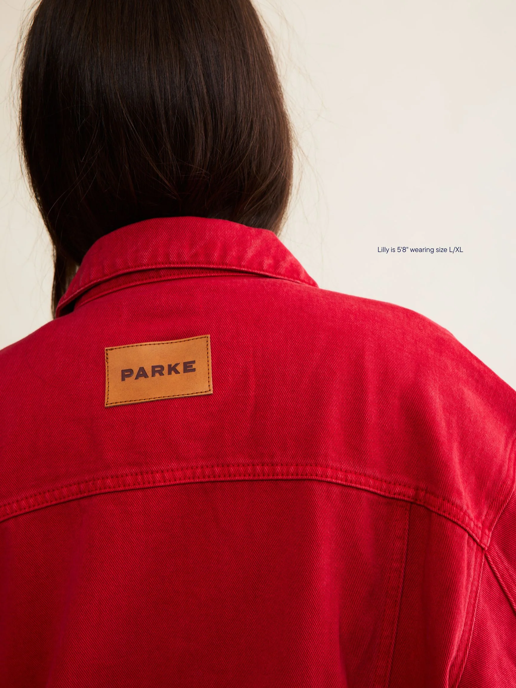 Oversized Denim Jacket - Washed Red - Image 4