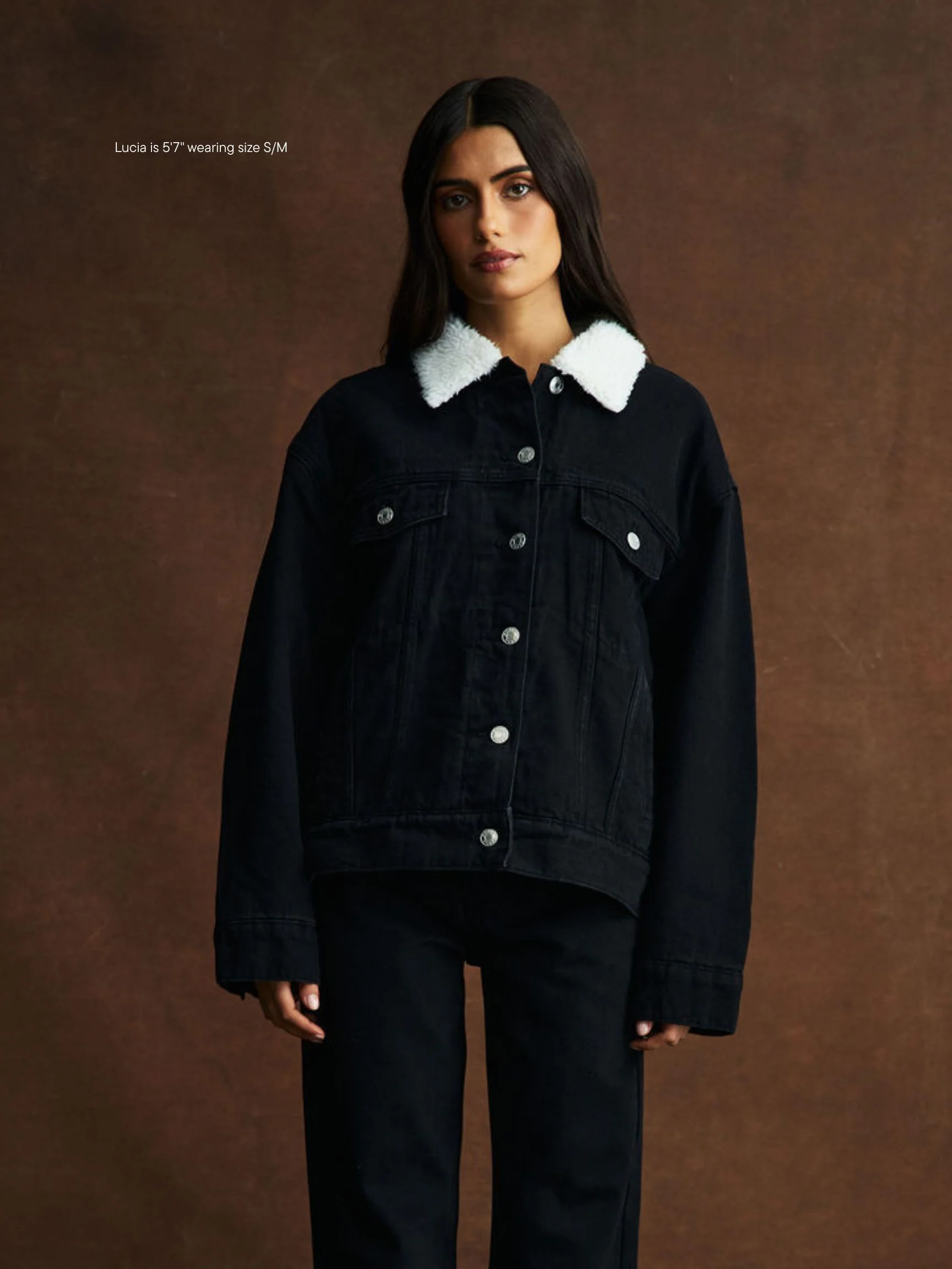 Oversized Sherpa Lined Denim Jacket - Image 2