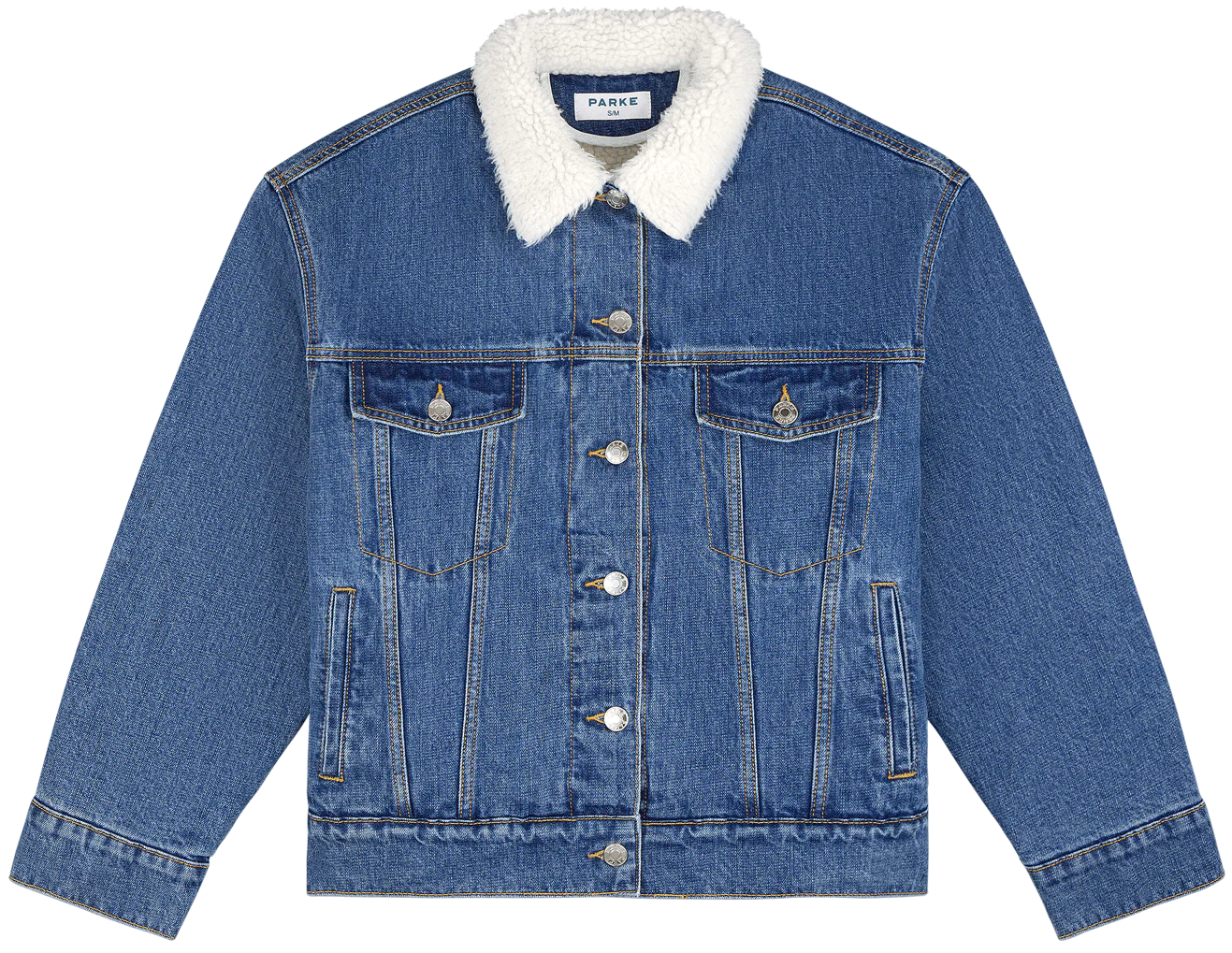 Oversized Sherpa Lined Denim Jacket - Image 4
