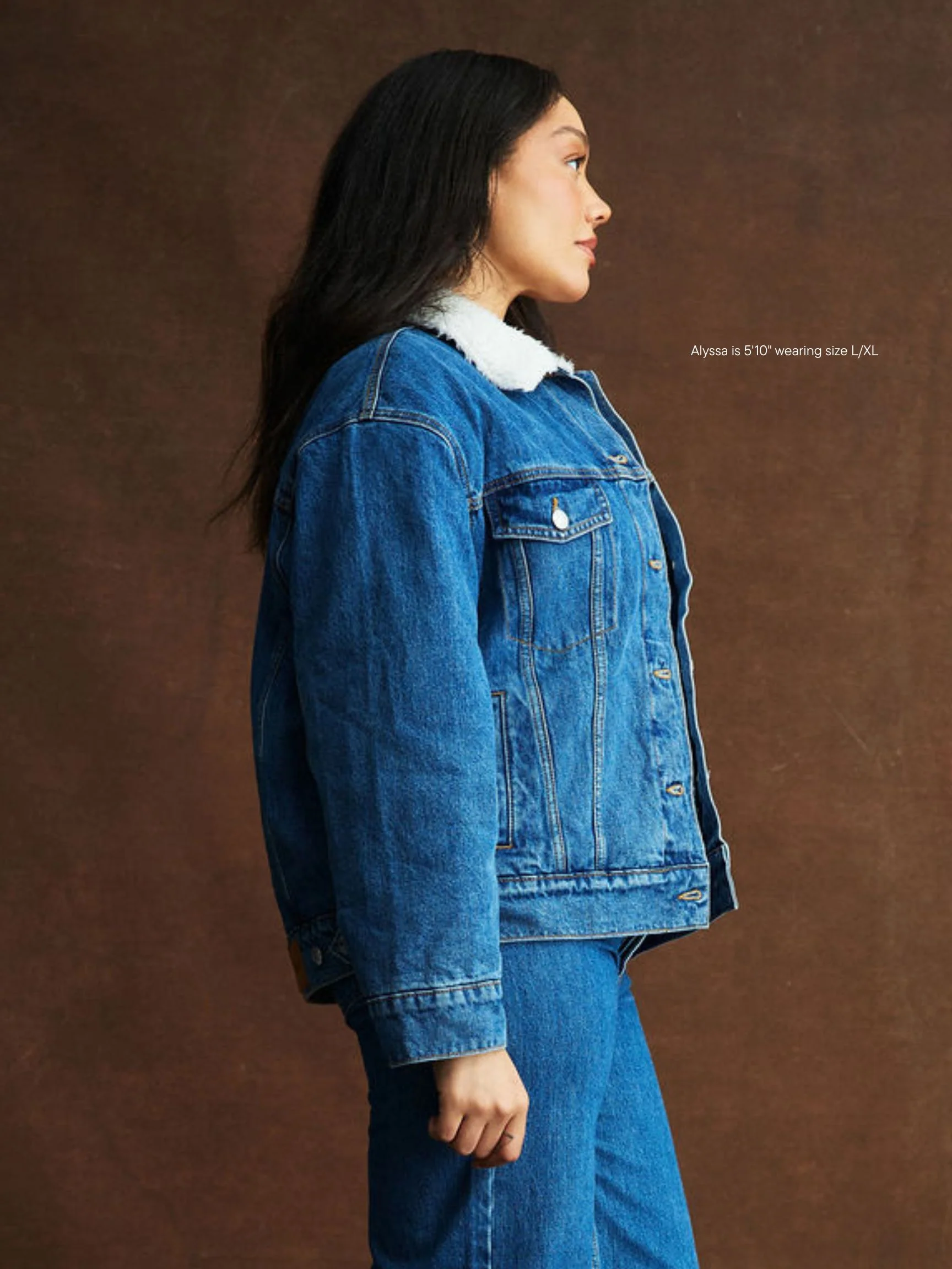 Oversized Sherpa Lined Denim Jacket - Image 6