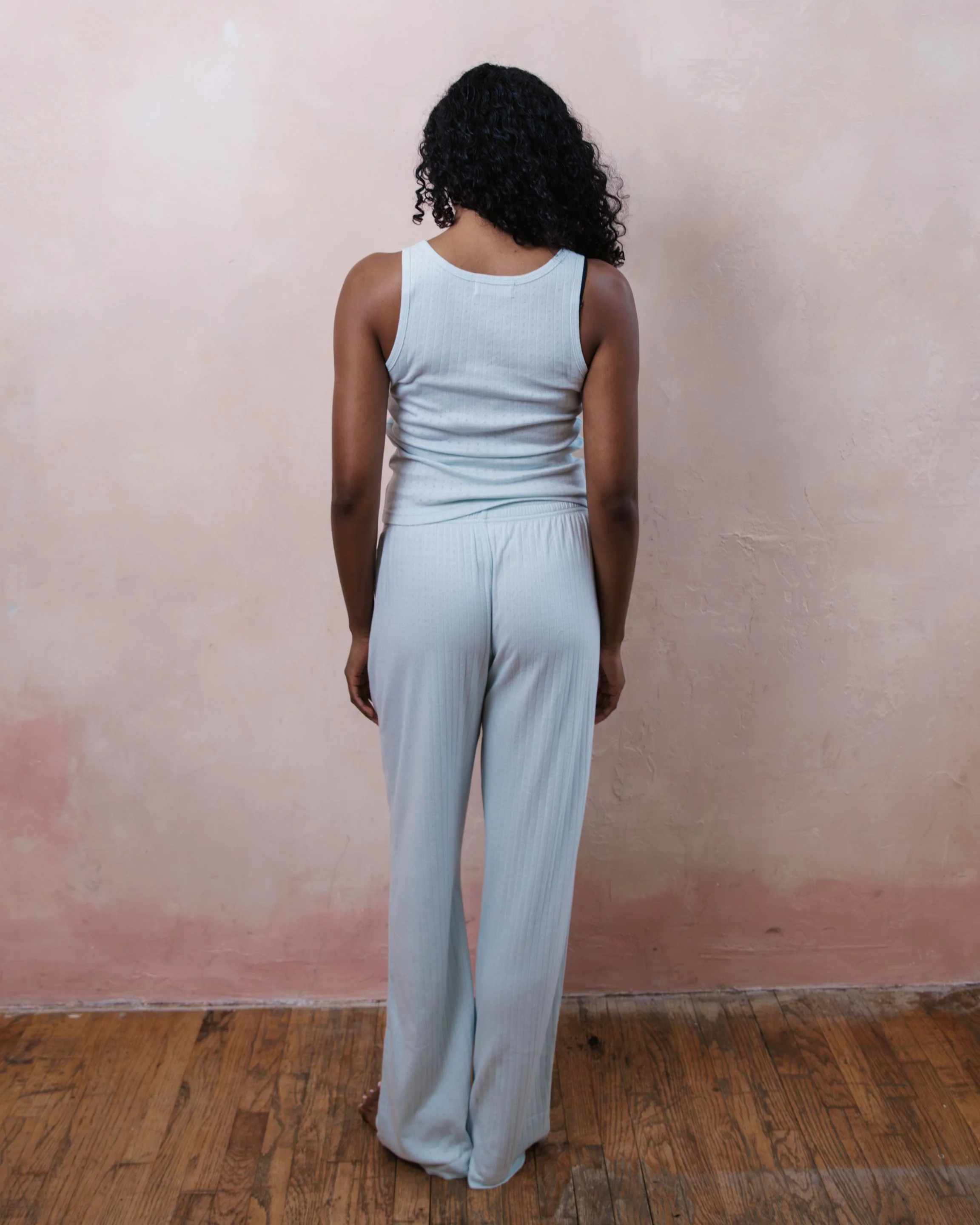 Pointelle Cotton Boxer Pants - Pale Blue - Image 4