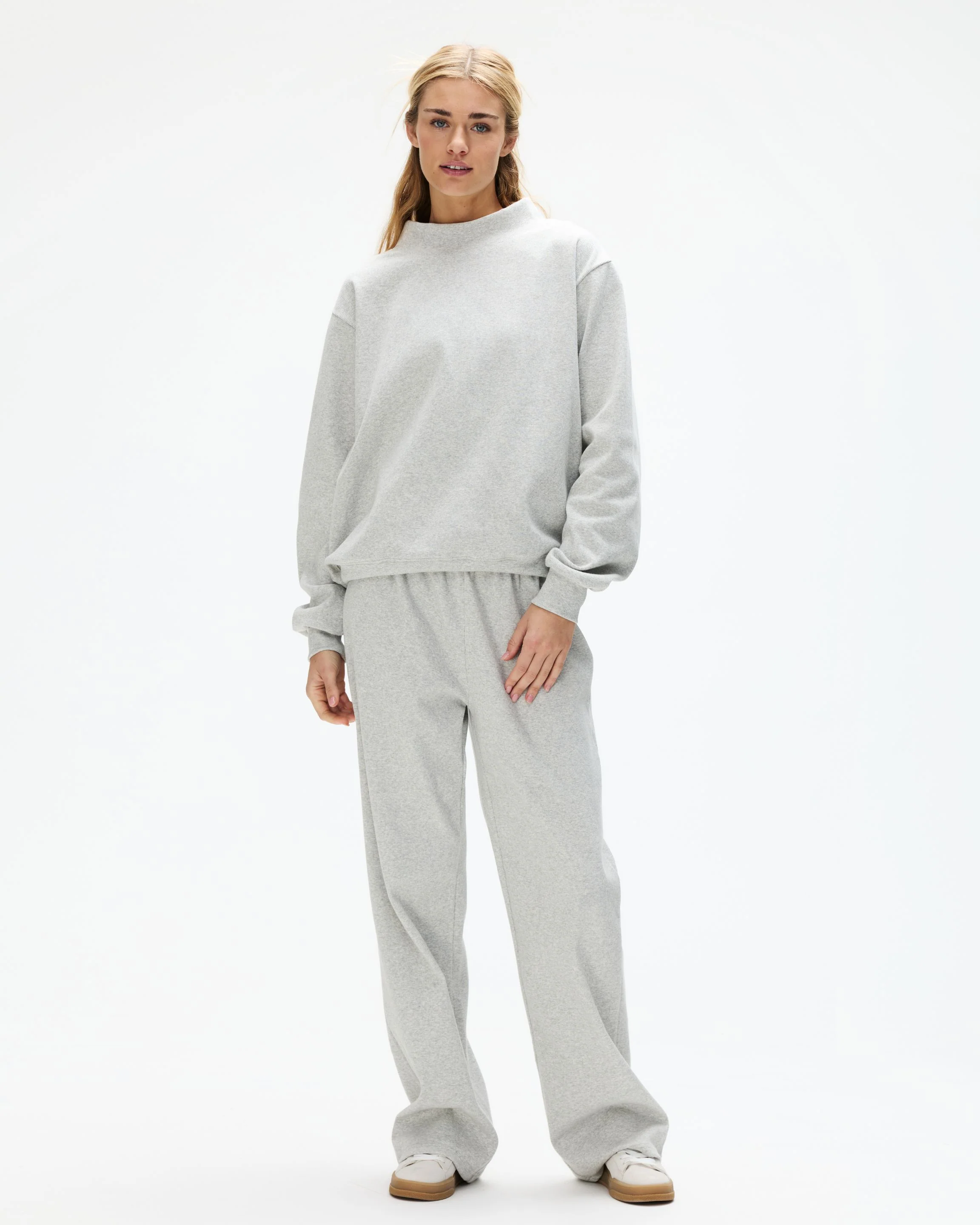 Ribbed Mockneck Pullover - Grey - Image 2