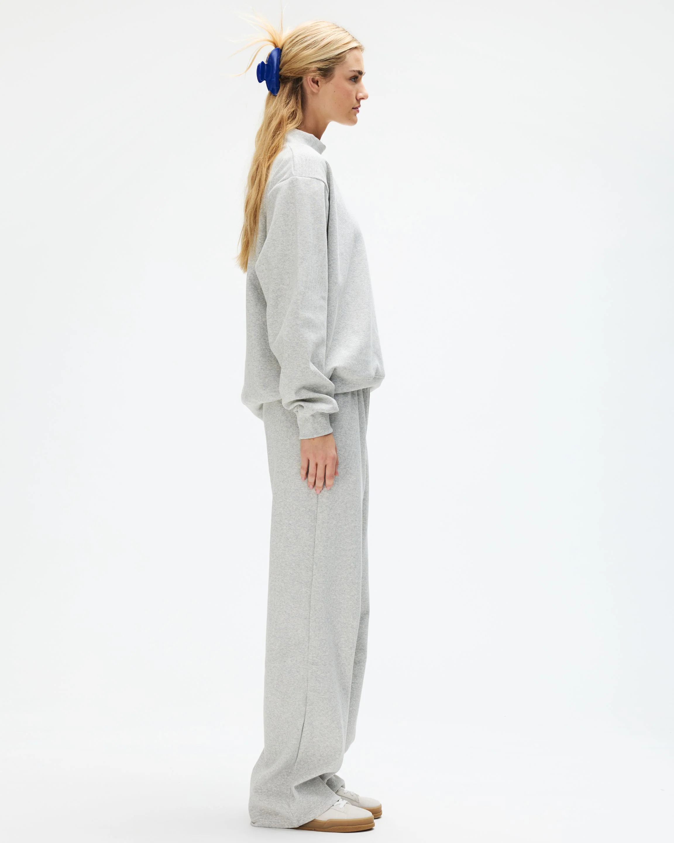 Ribbed Mockneck Pullover - Grey - Image 3