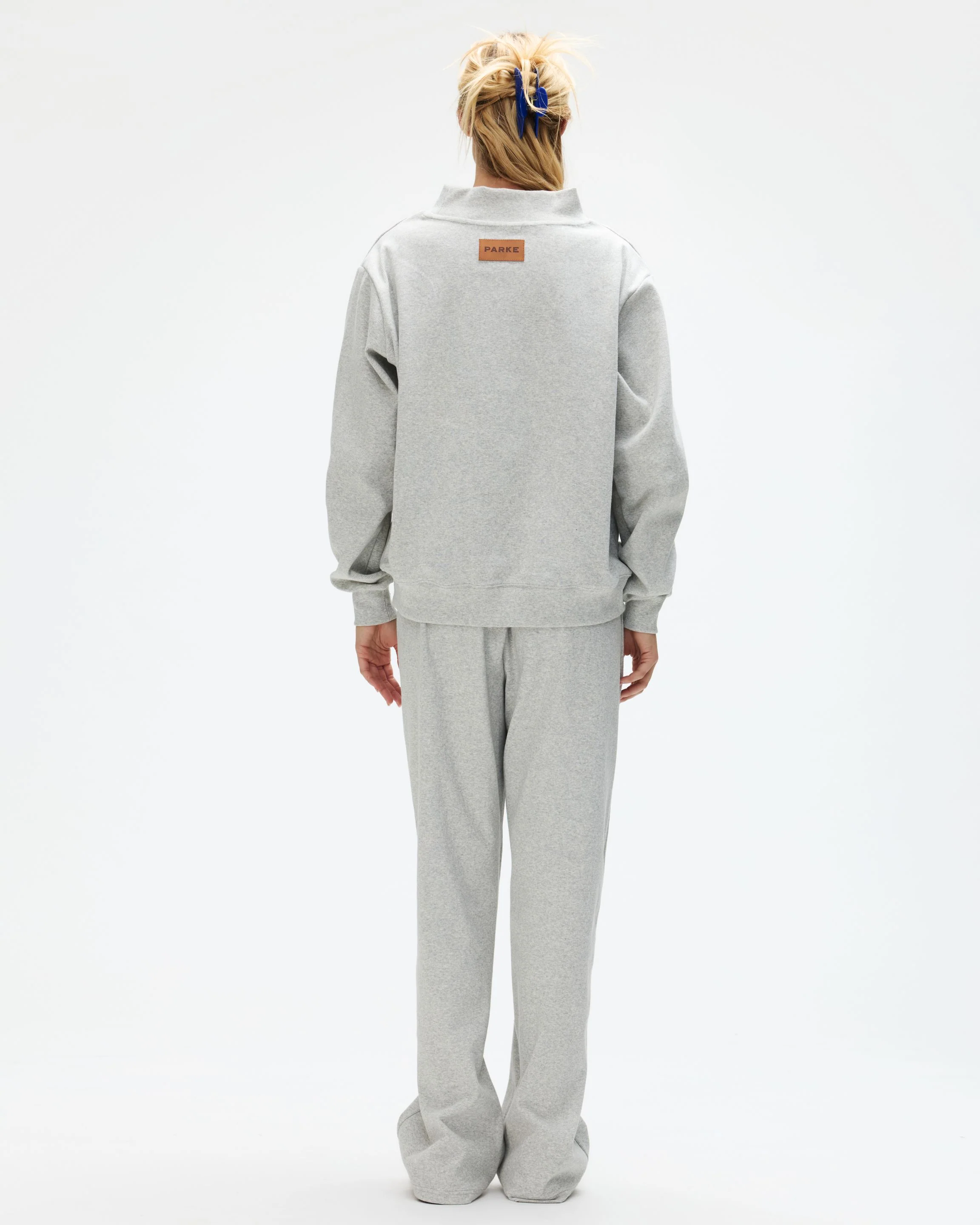 Ribbed Mockneck Pullover - Grey - Image 4