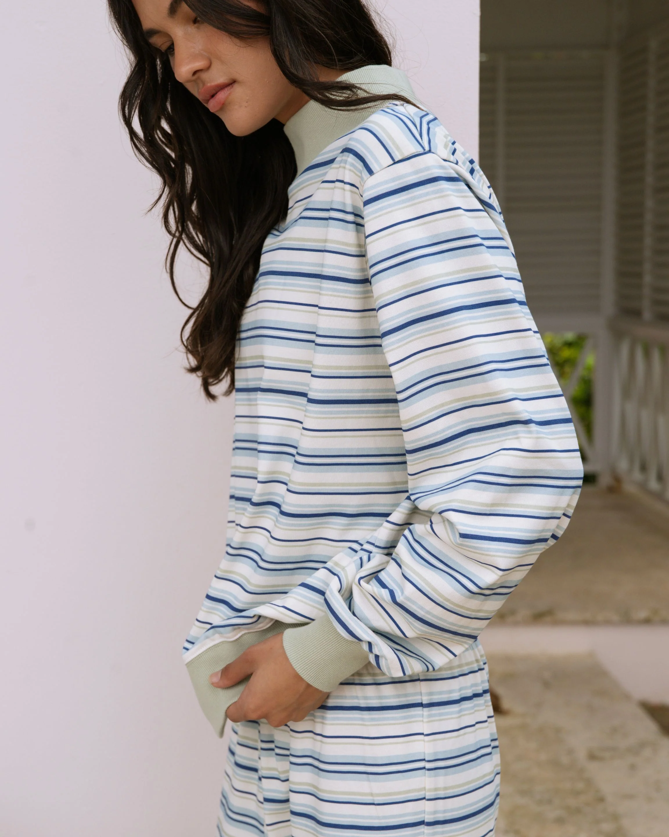 Striped Mockneck Pullover - Sea Stripe - Image 3