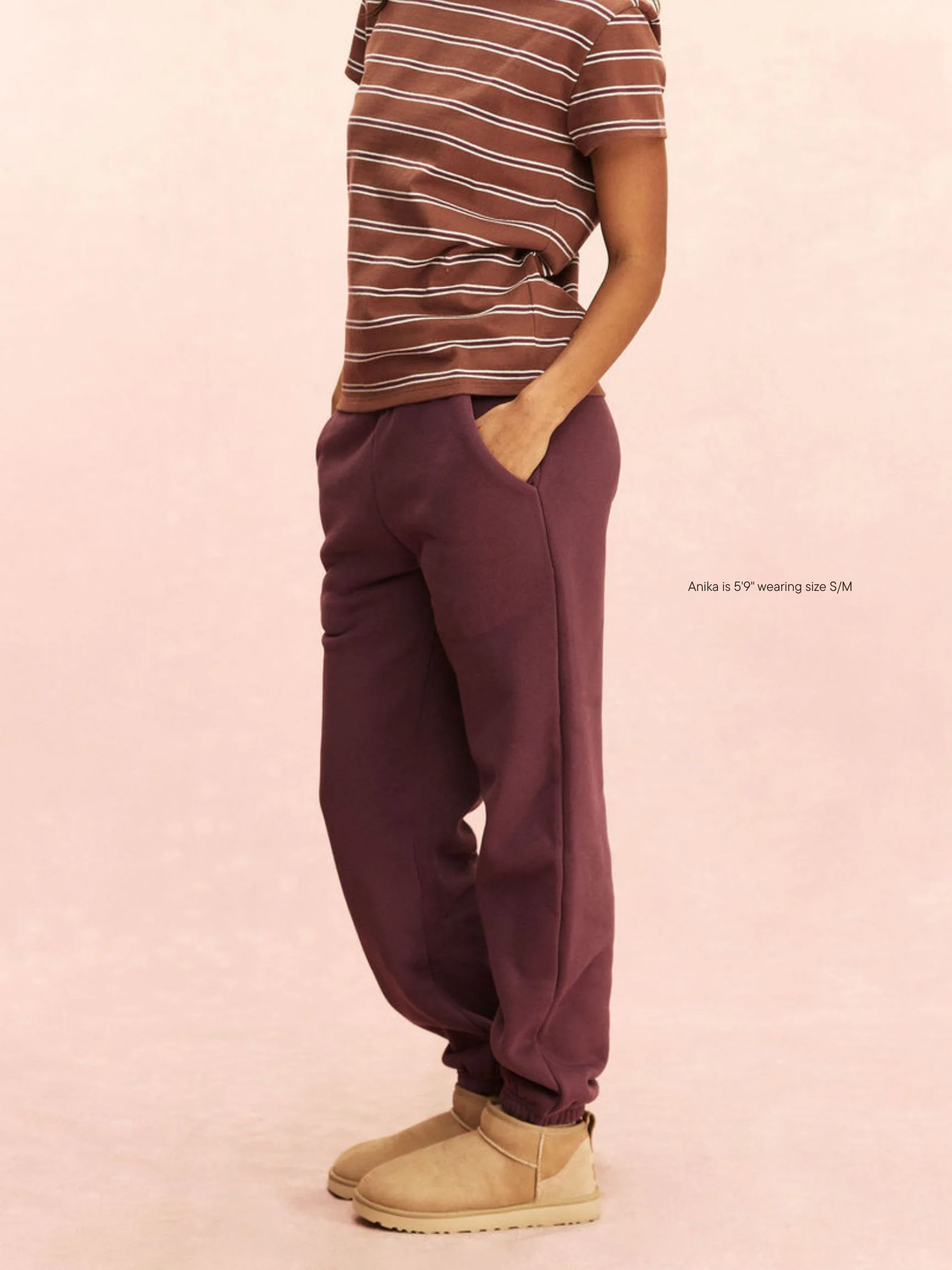 Drawstring Unisex Sweatpants - Eggplant - Image 3