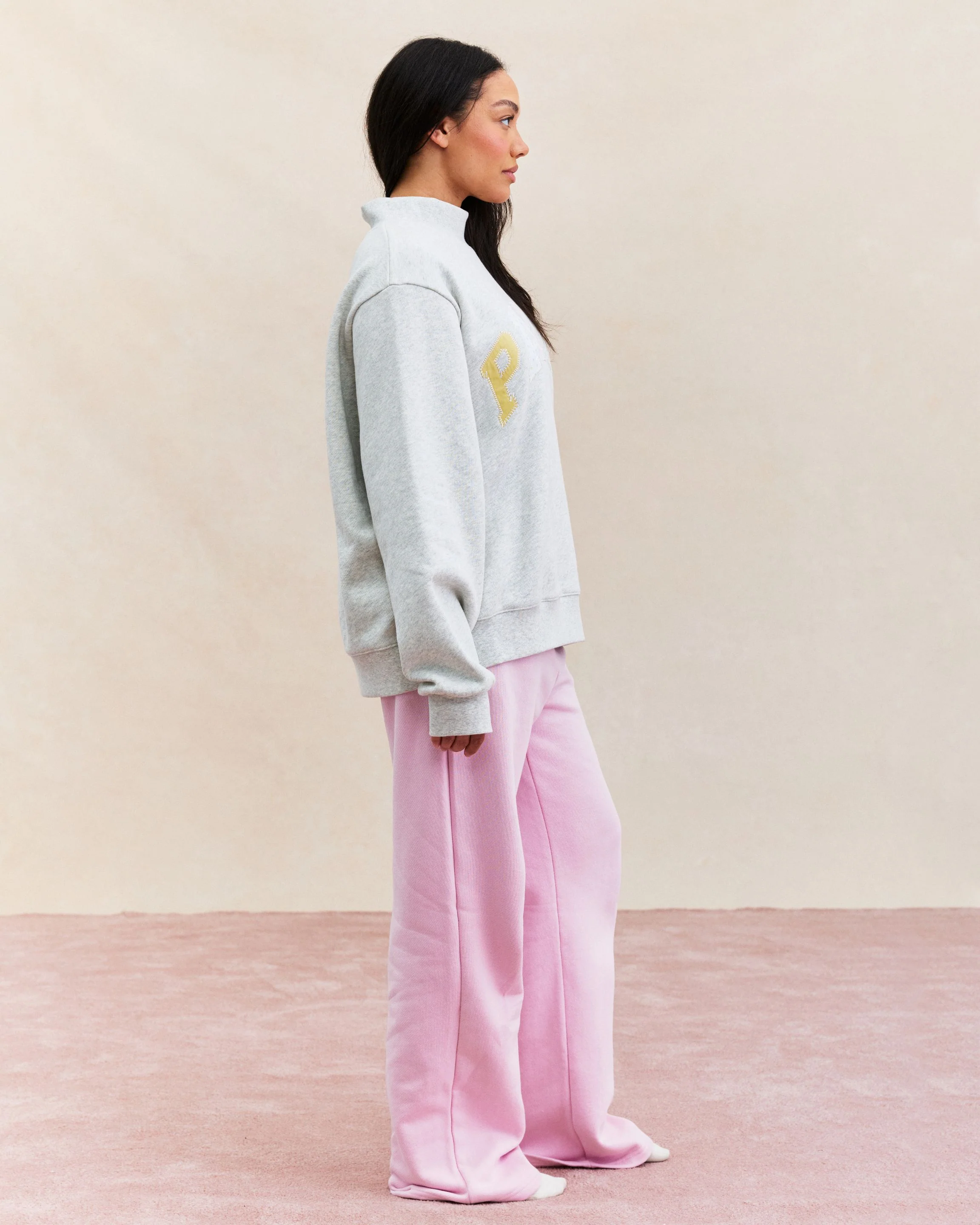 Patchwork Varsity Mockneck - Heather Grey - Image 3