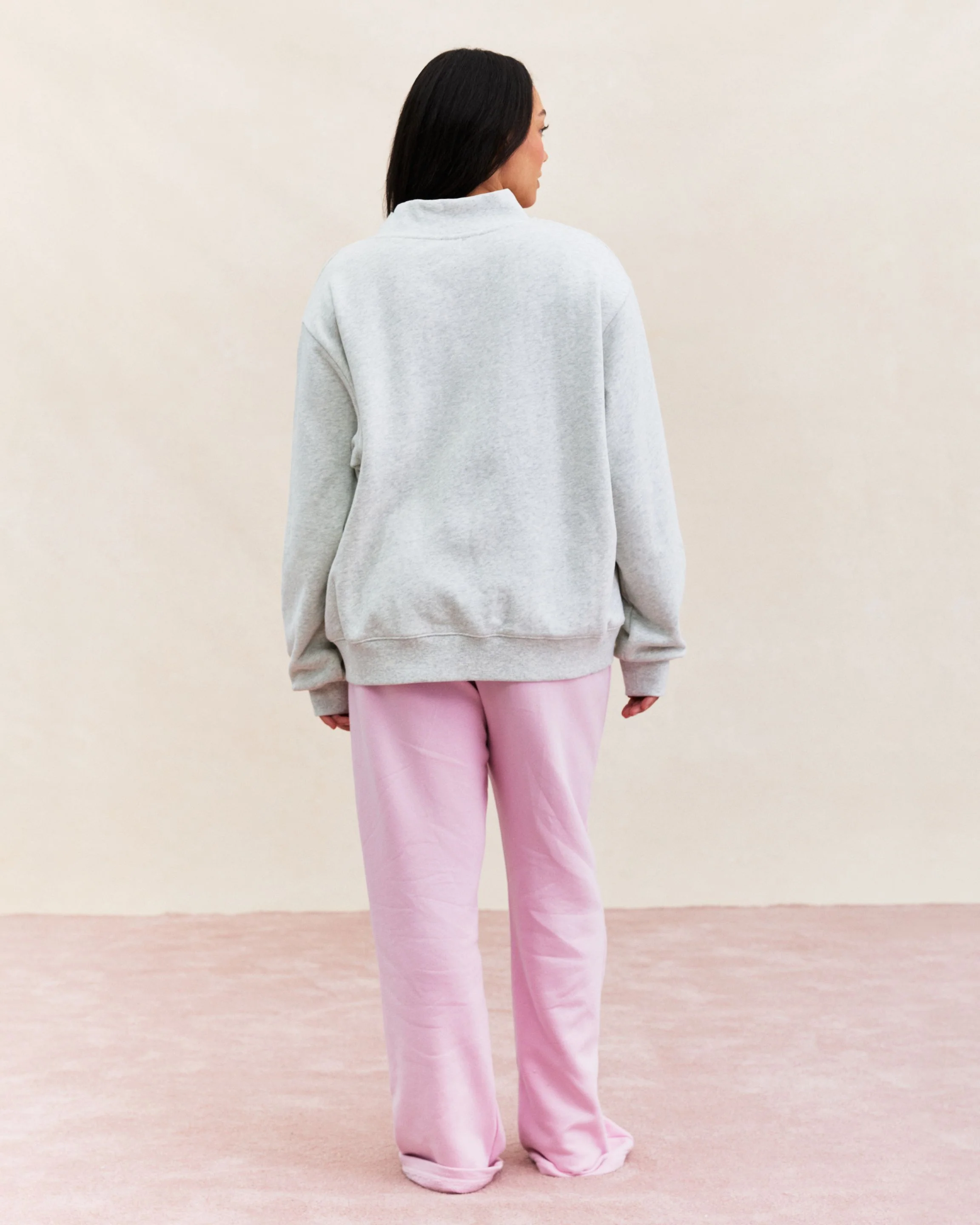 Patchwork Varsity Mockneck - Heather Grey - Image 4