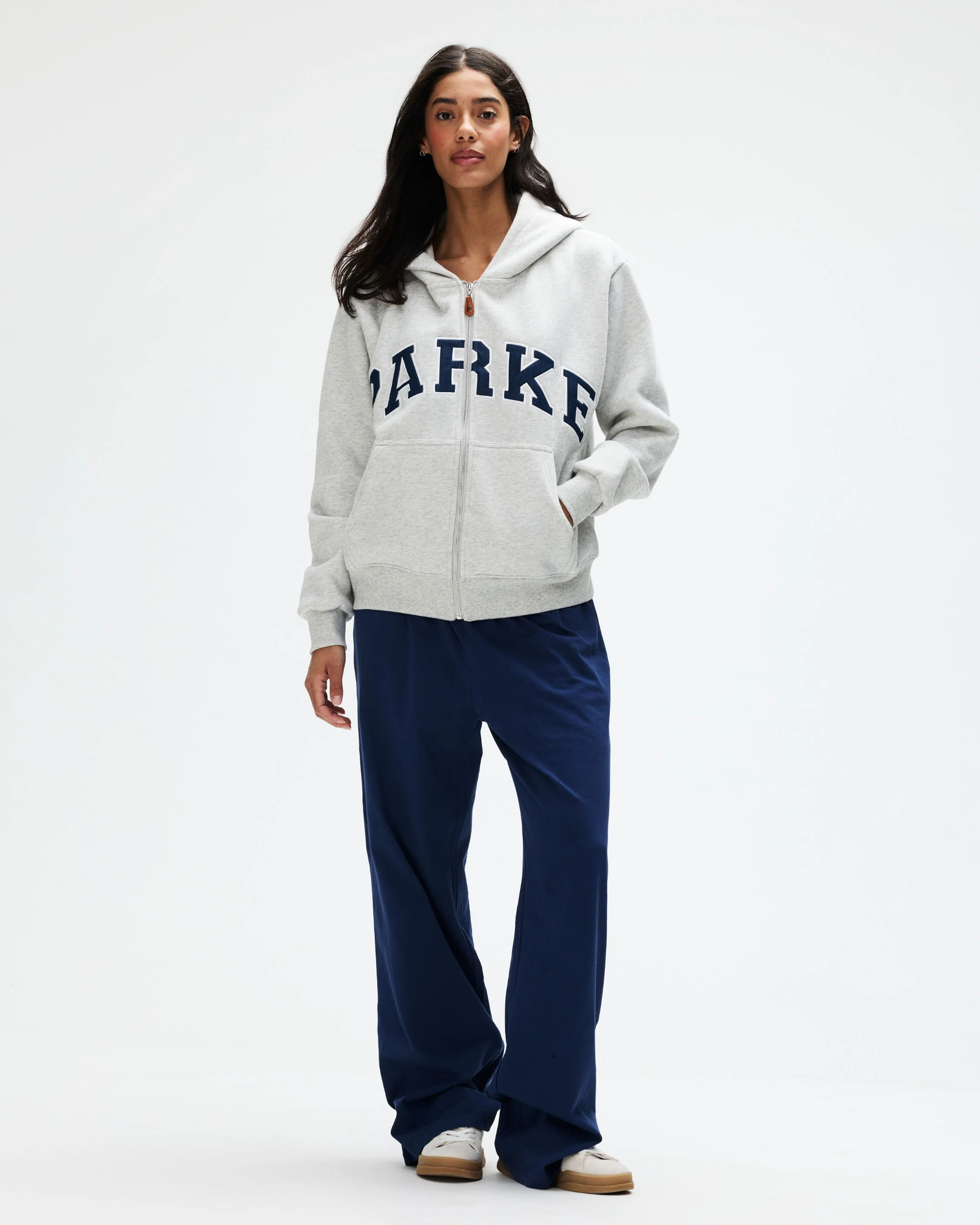 OG Varsity Zip Up Hoodie - Classic Grey + Denim - Image 2